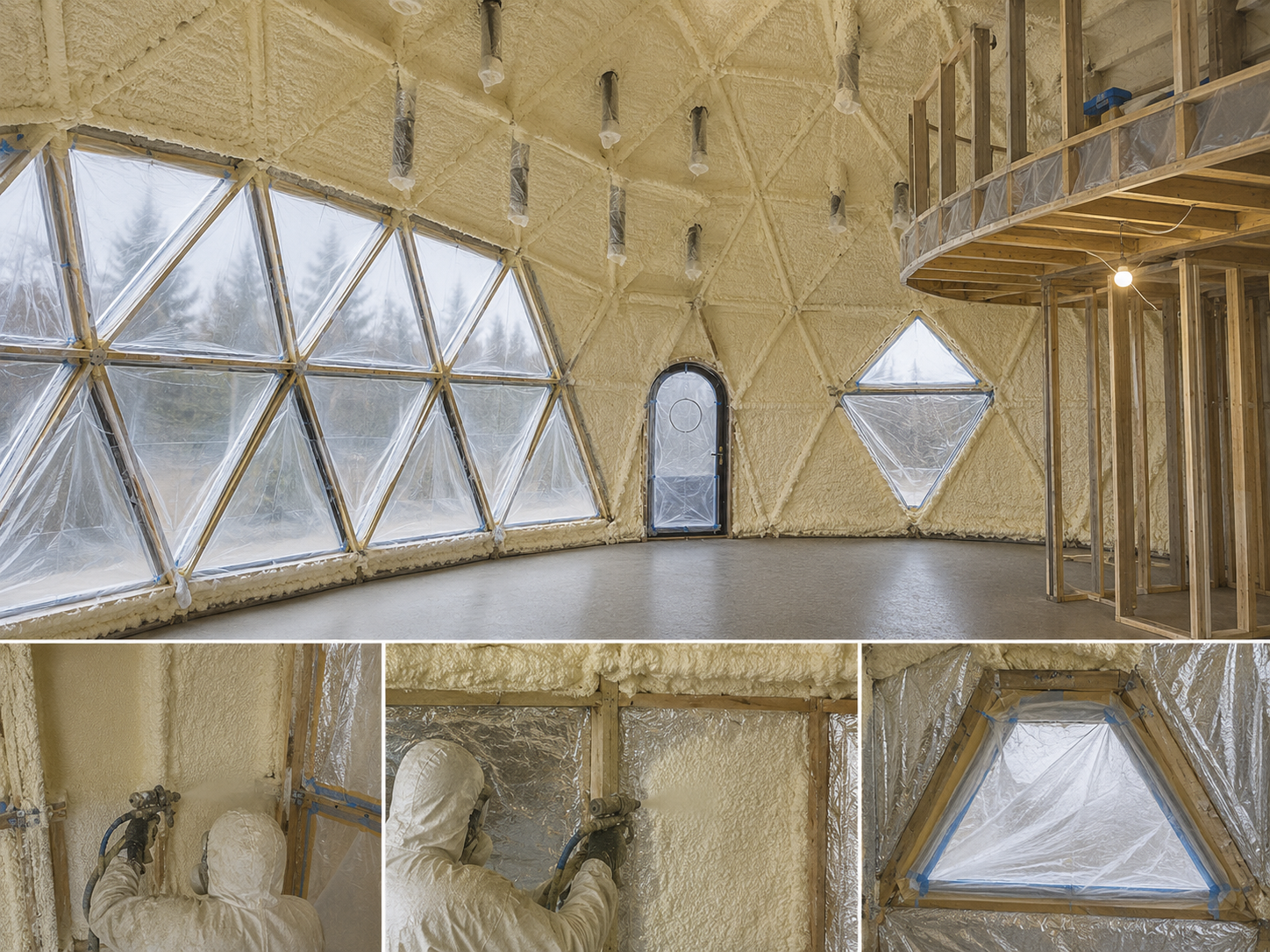 GEODOMAS Ø10 m GLAMPING PRO vidaus apšiltinimas: thermic.PRO membrana ir poliuretano (PUR) putų sluoksnis