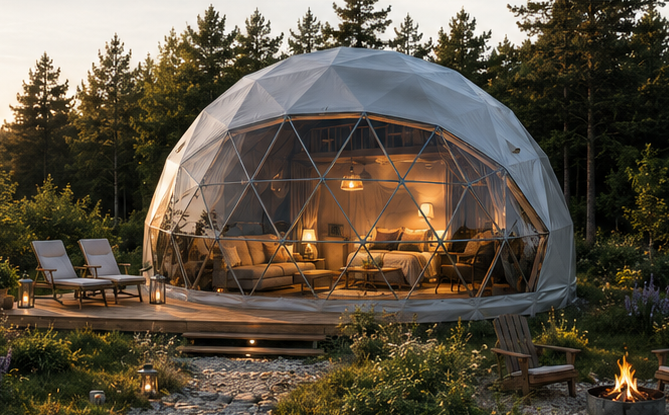GEODOMAS 50 – Ø8 m premium glamping kupolas su loftu