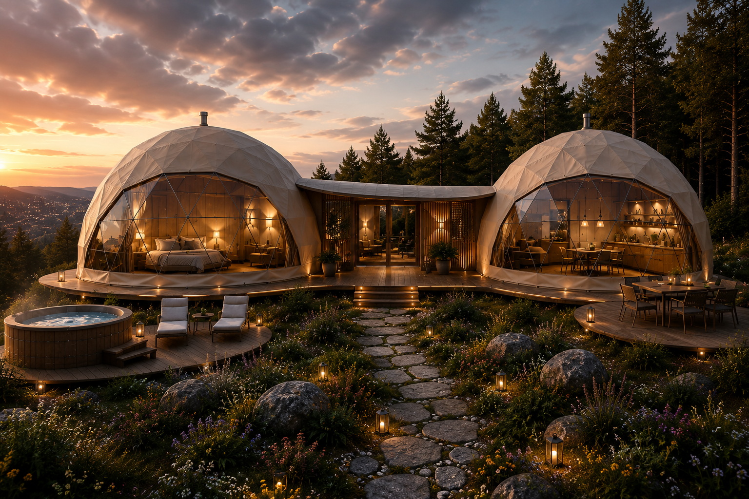 Glamping resorto projektavimo ciklas nuo teritorijos analizės iki techninio koordinavimo ir paleidimo