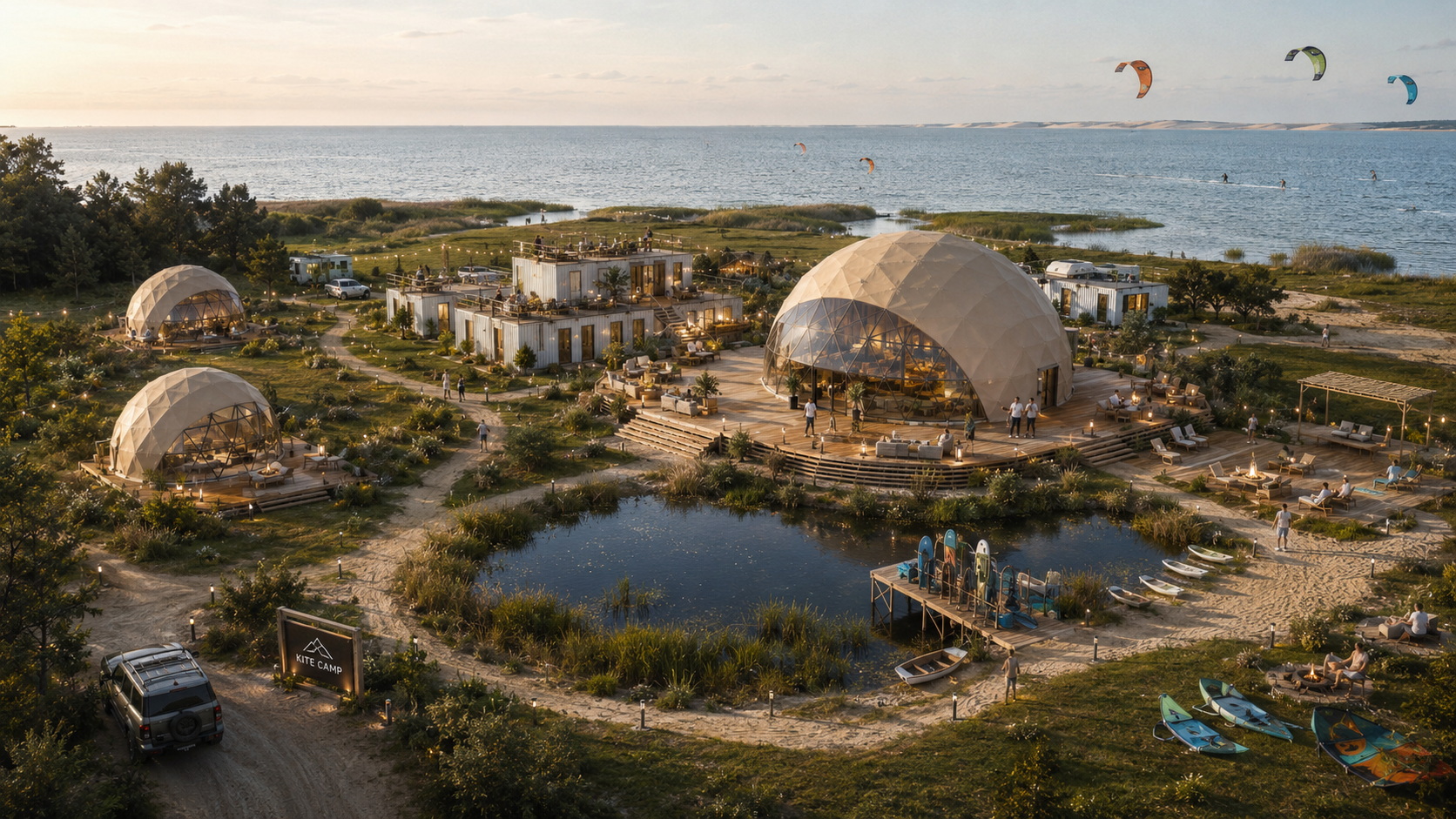 GEODOMAS glamping resorto funkcinė programa su apgyvendinimo, SPA, maitinimo, aptarnavimo, techninėmis ir plėtros zonomis